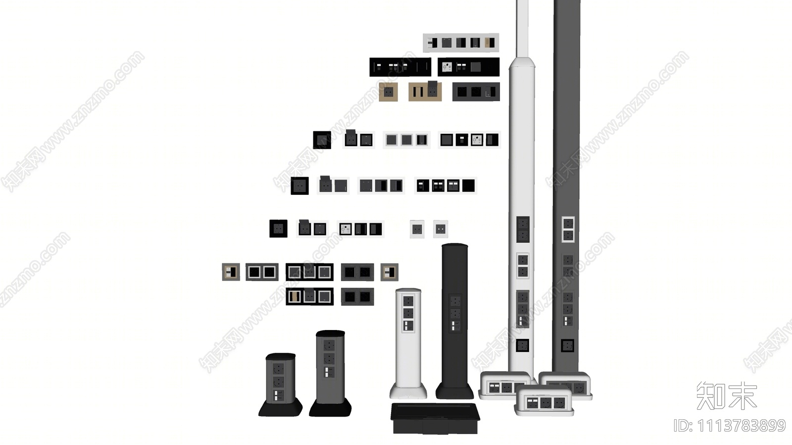 现代柱式插座SU模型下载【ID:1113783899】