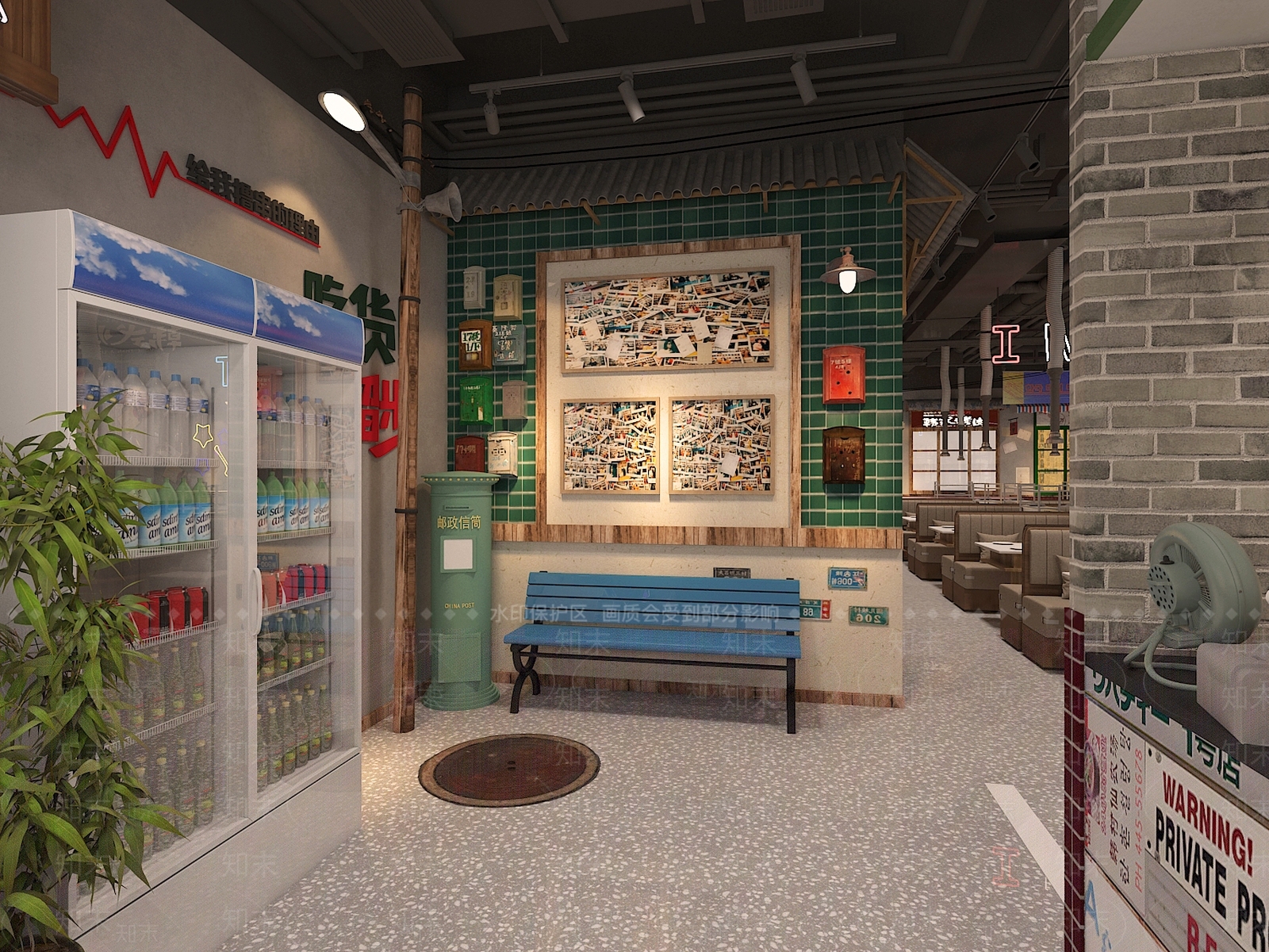 工业风复古烤肉餐厅3D模型下载【ID:1113788323】