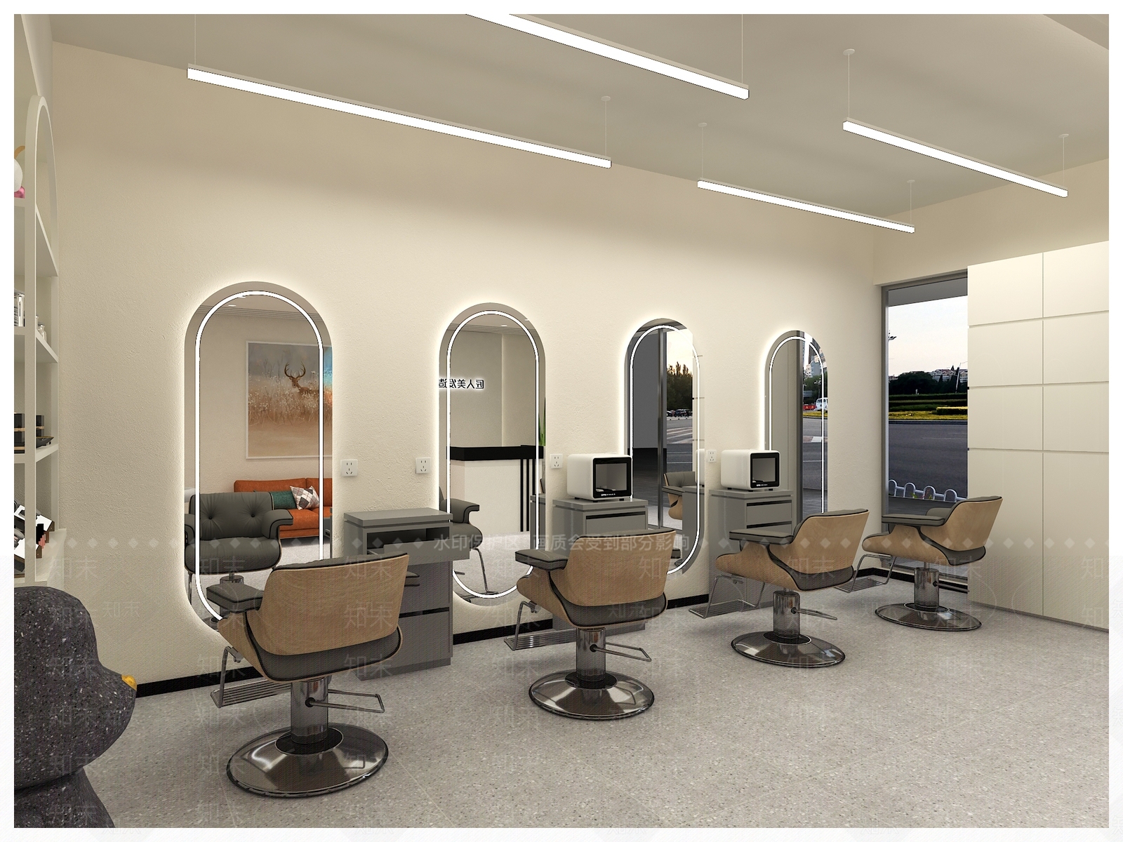 现代简约美发店3D模型下载【ID:1113793750】