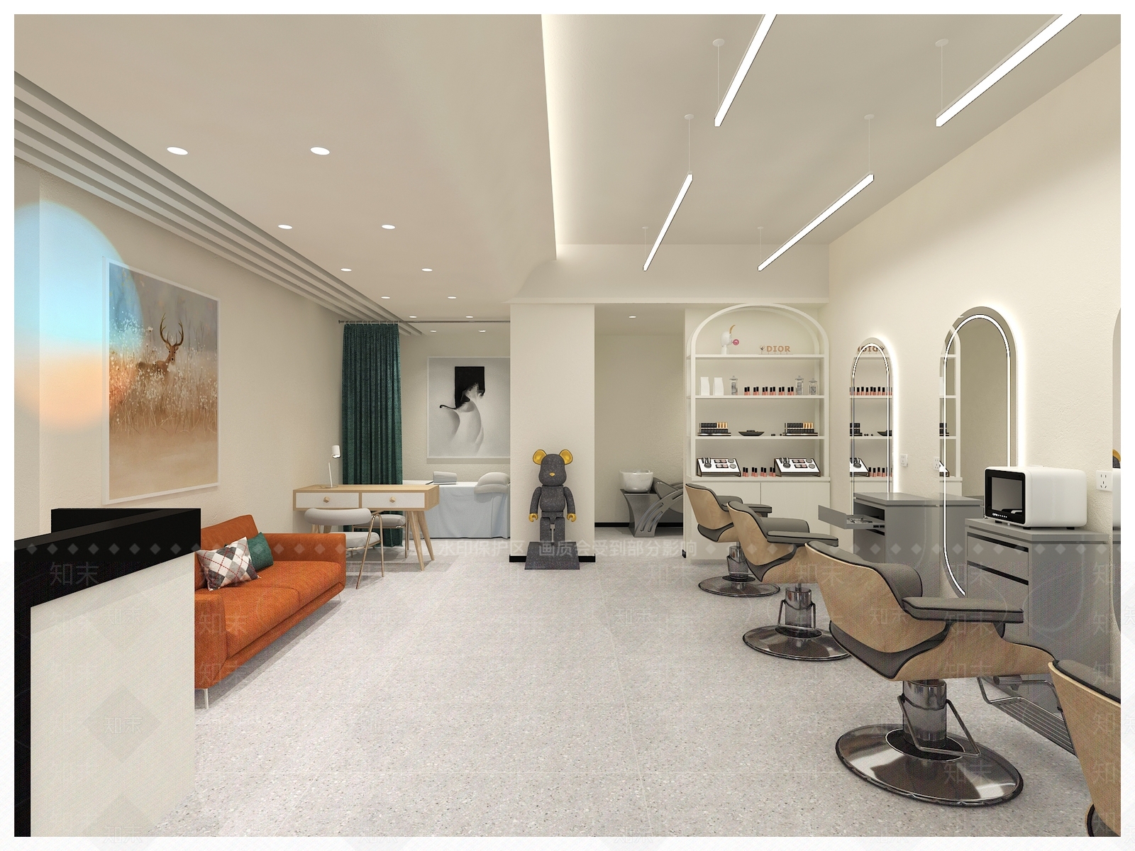 现代简约美发店3D模型下载【ID:1113793750】