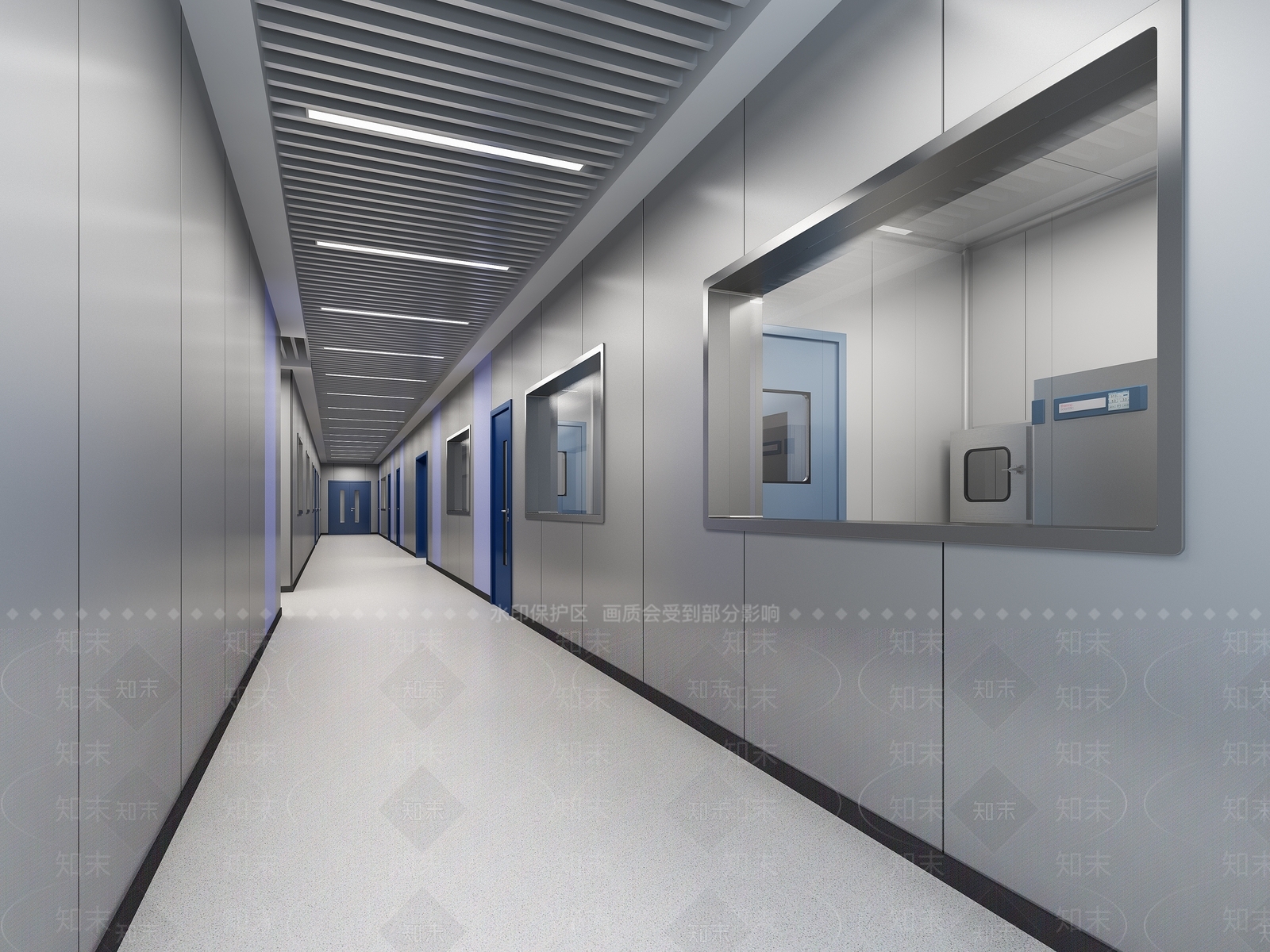 现代实验室走廊3D模型下载【ID:1113794405】