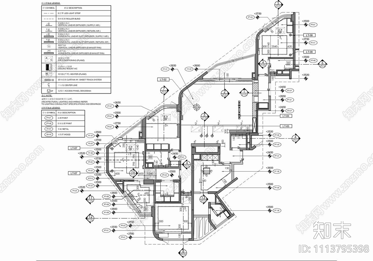 250㎡大平层私宅CAD施工图cad施工图下载【ID:1113795398】