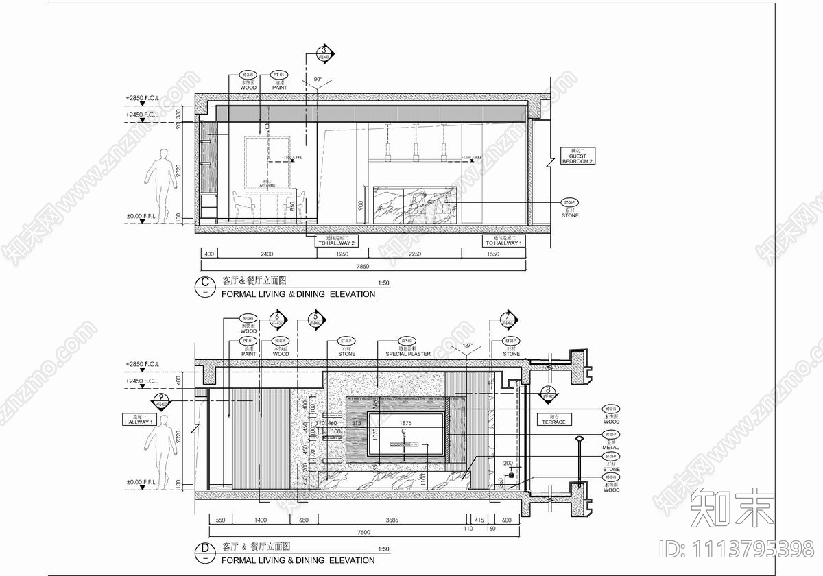 250㎡大平层私宅CAD施工图cad施工图下载【ID:1113795398】