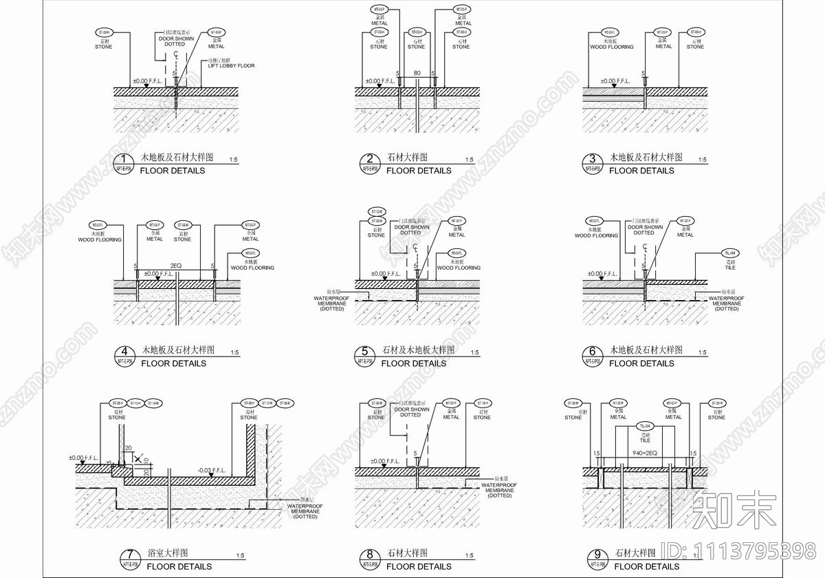 250㎡大平层私宅CAD施工图cad施工图下载【ID:1113795398】