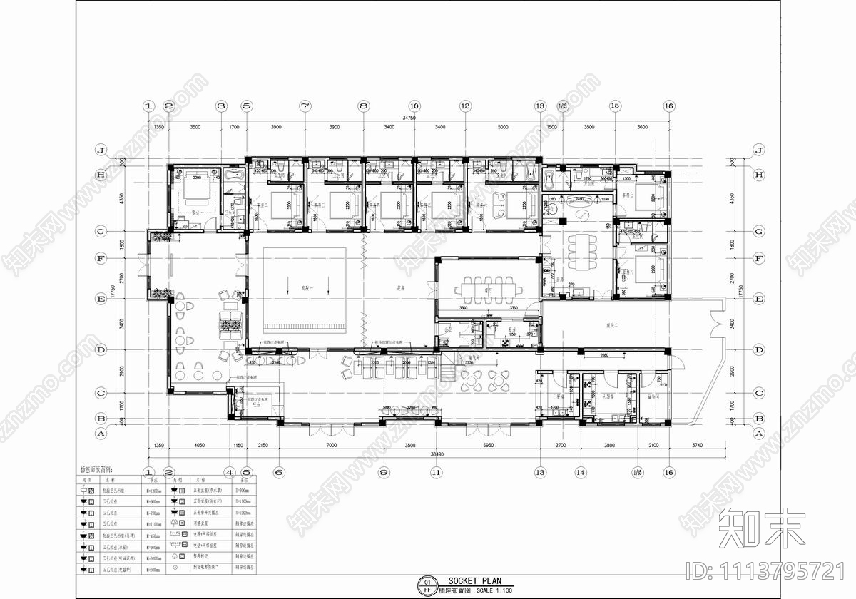 700㎡民宿CAD施工图cad施工图下载【ID:1113795721】