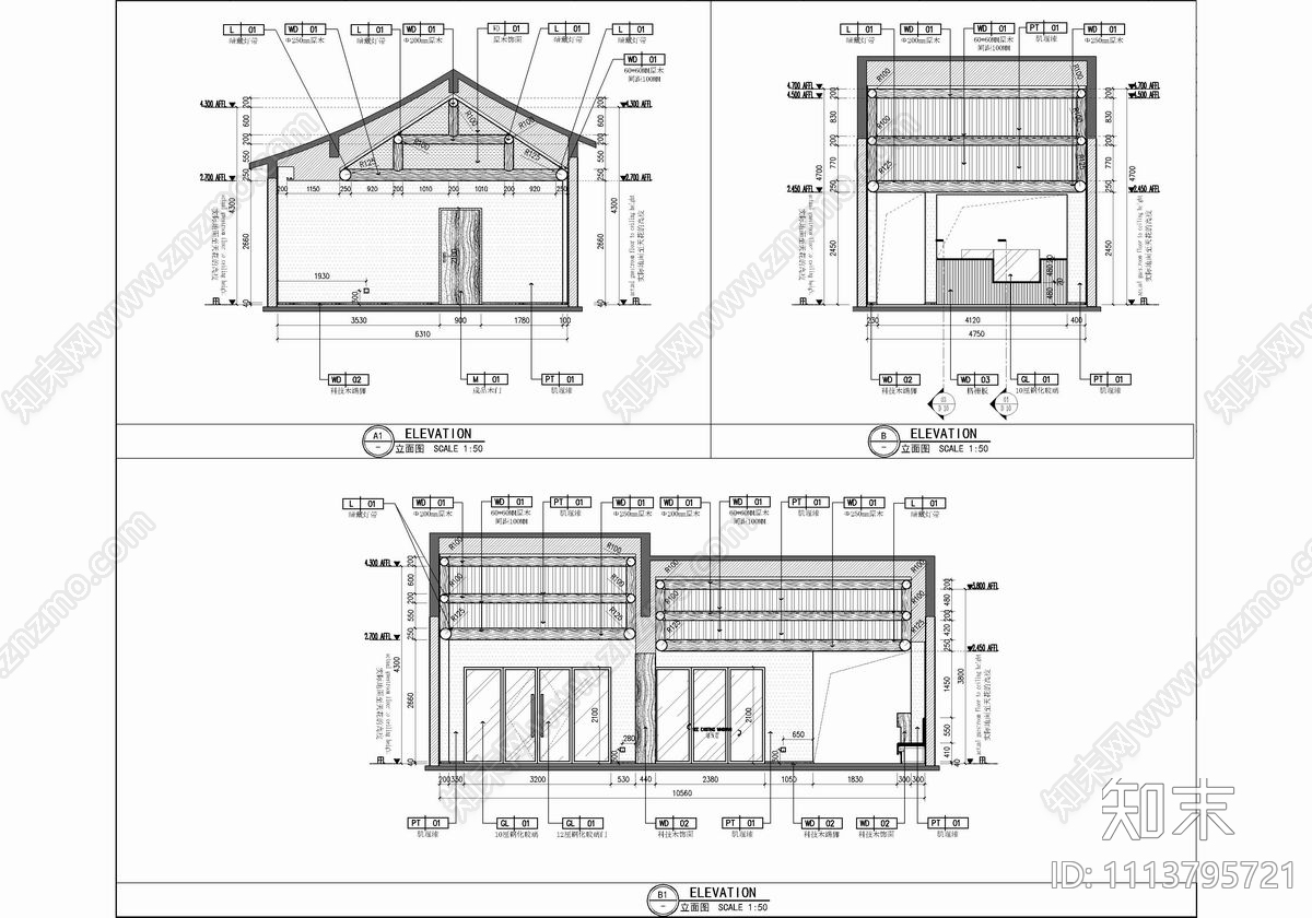 700㎡民宿CAD施工图cad施工图下载【ID:1113795721】