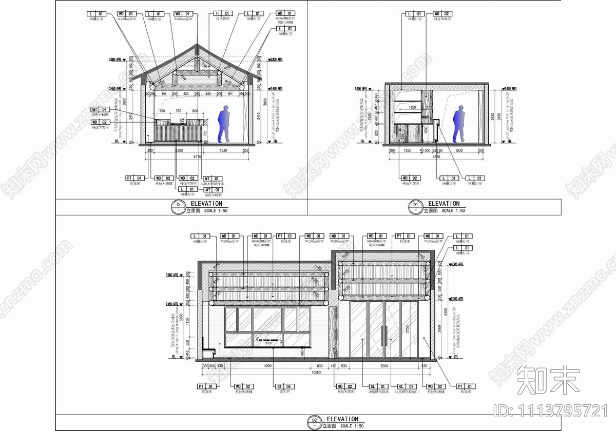 700㎡民宿CAD施工图cad施工图下载【ID:1113795721】