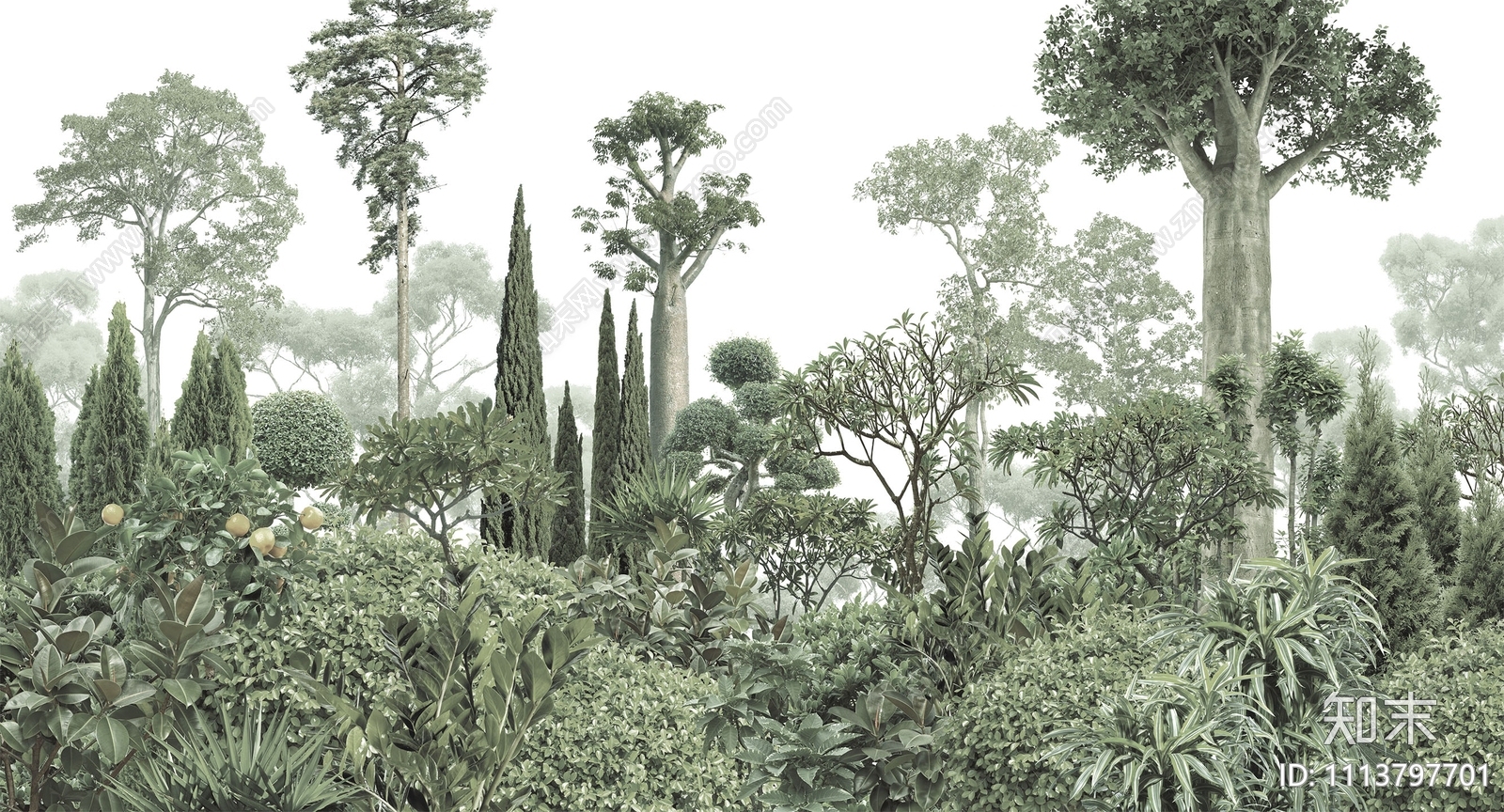 热带雨林植物壁画贴图下载【ID:1113797701】
