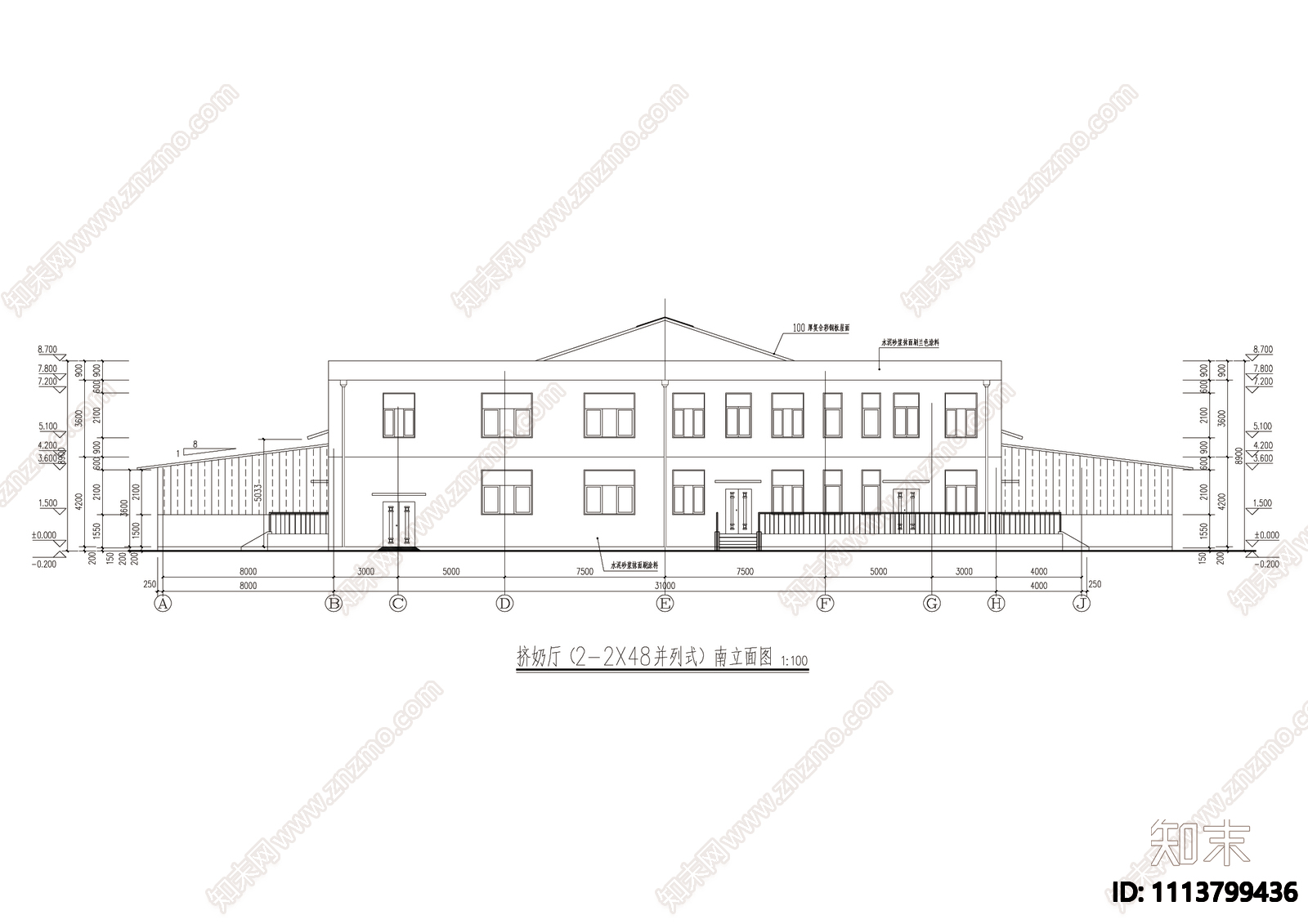 牧场挤奶厅建施图cad施工图下载【ID:1113799436】