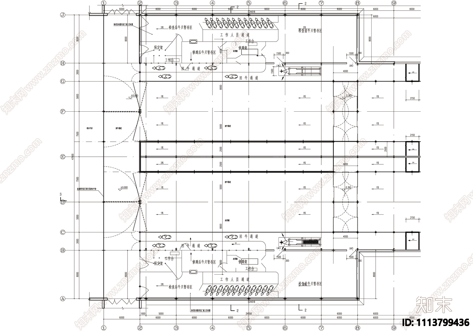 牧场挤奶厅建施图cad施工图下载【ID:1113799436】