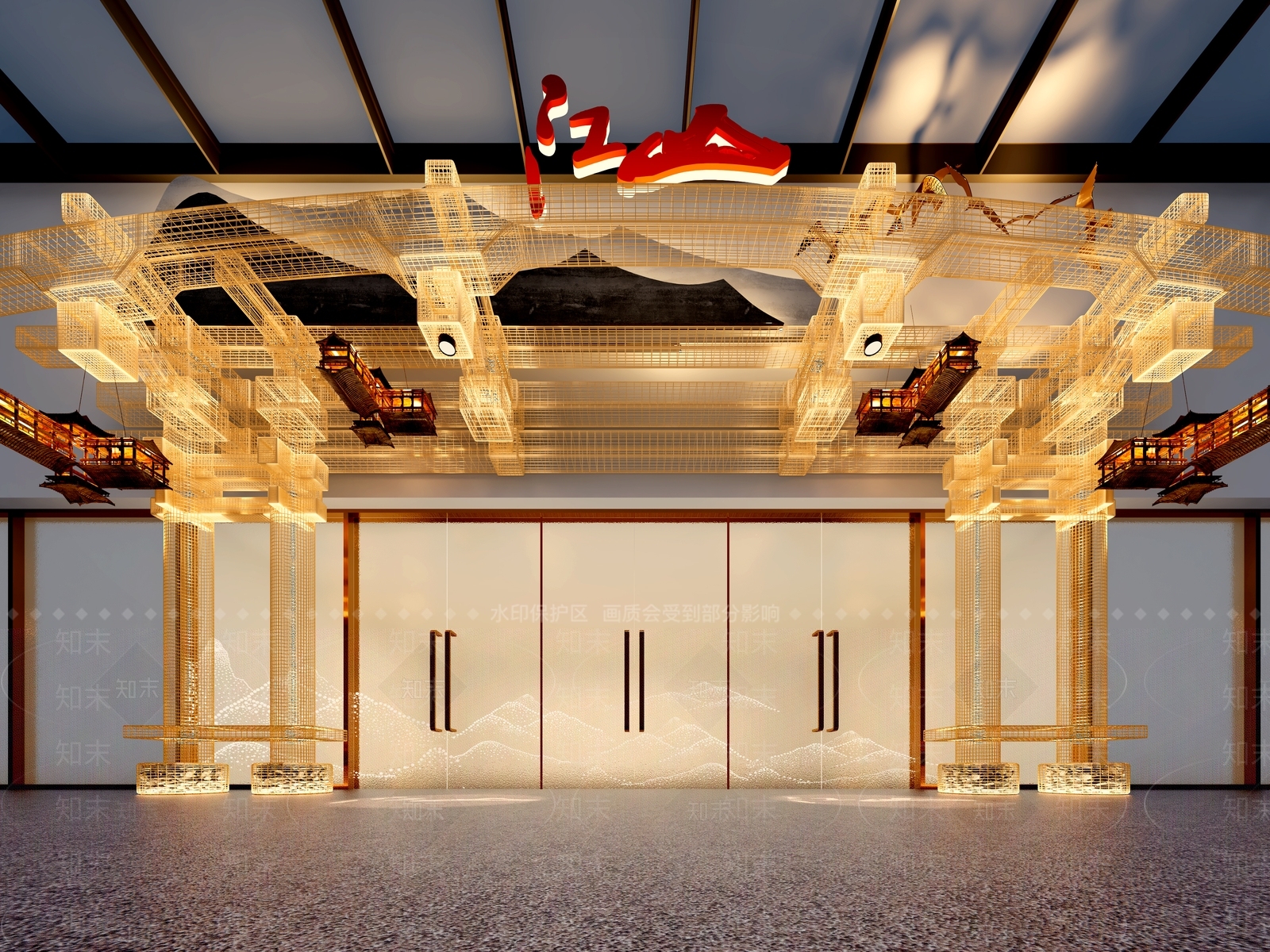 现代门头雕塑3D模型下载【ID:1113808435】