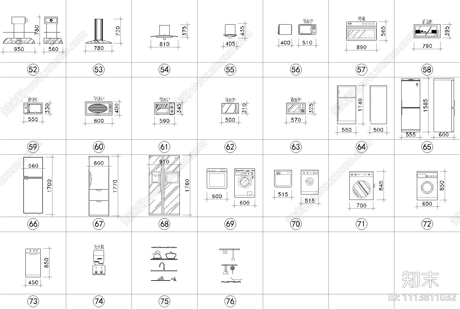 平面家具图库CAD施工图施工图下载【ID:1113811032】