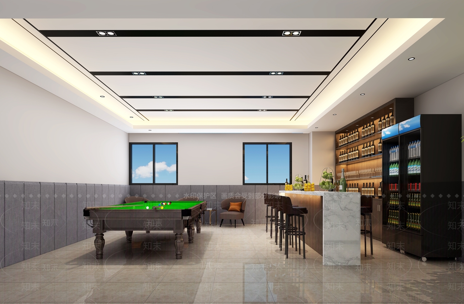 现代台球室3D模型下载【ID:1113838452】
