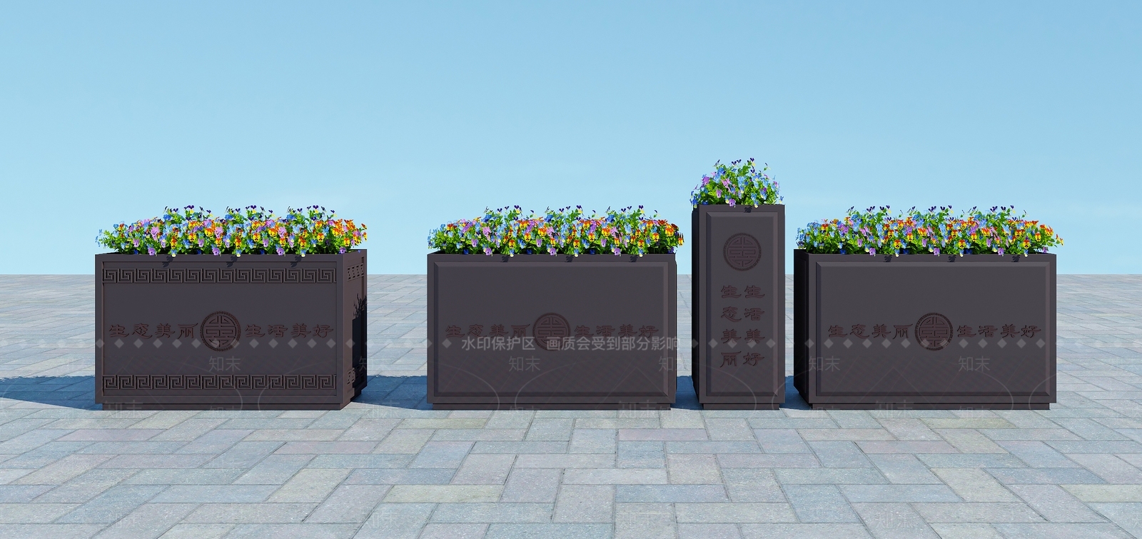 新中式花箱3D模型下载【ID:1113842403】