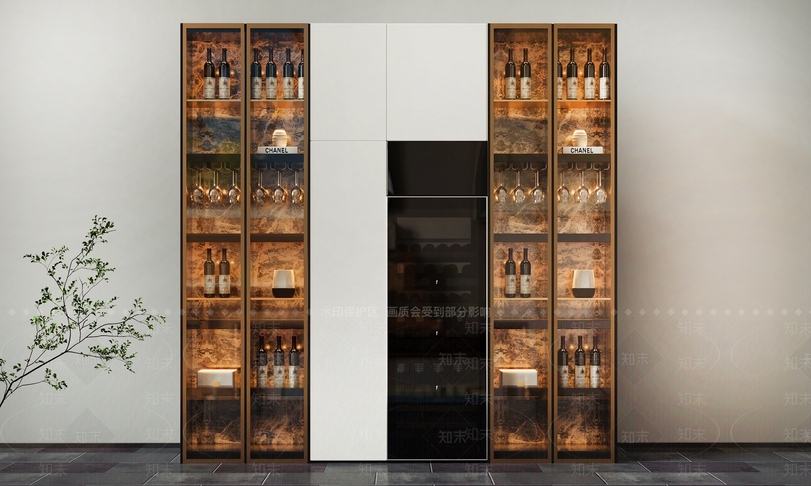 现代酒柜3D模型下载【ID:1113844564】