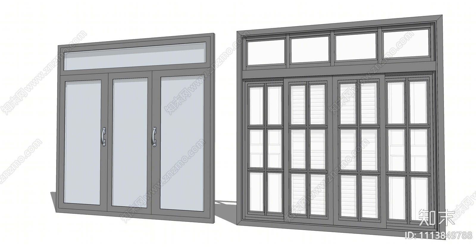 现代落地窗SU模型下载【ID:1113849788】