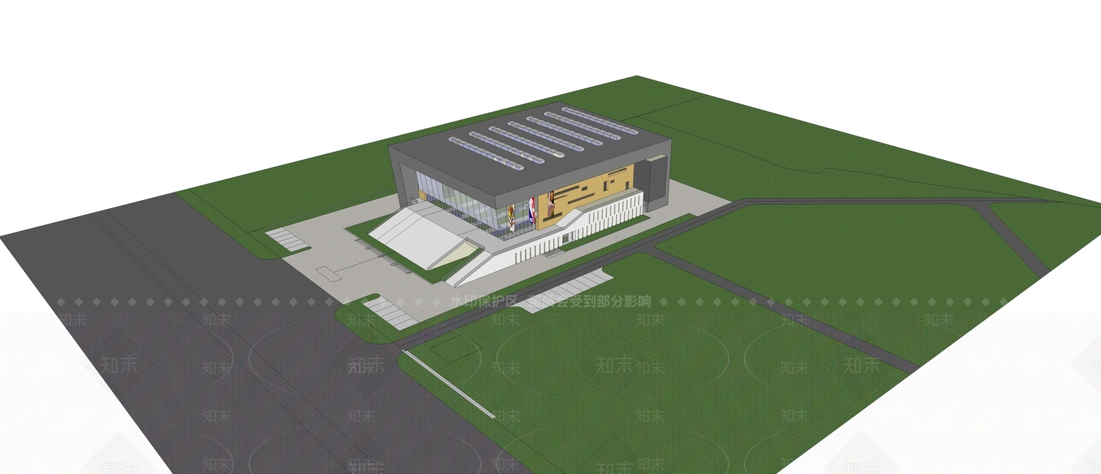现代体育建筑SU模型下载【ID:1113854371】