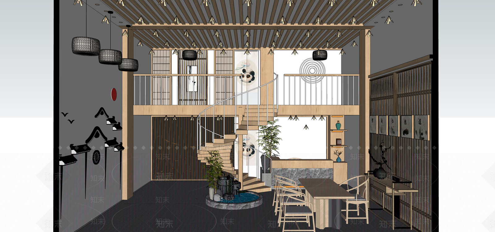 新中式采耳店SU模型下载【ID:1114237063】