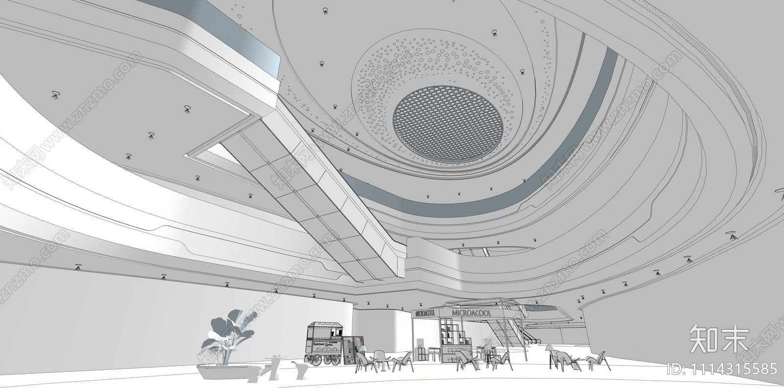 现代商场中庭SU模型下载【ID:1114315585】