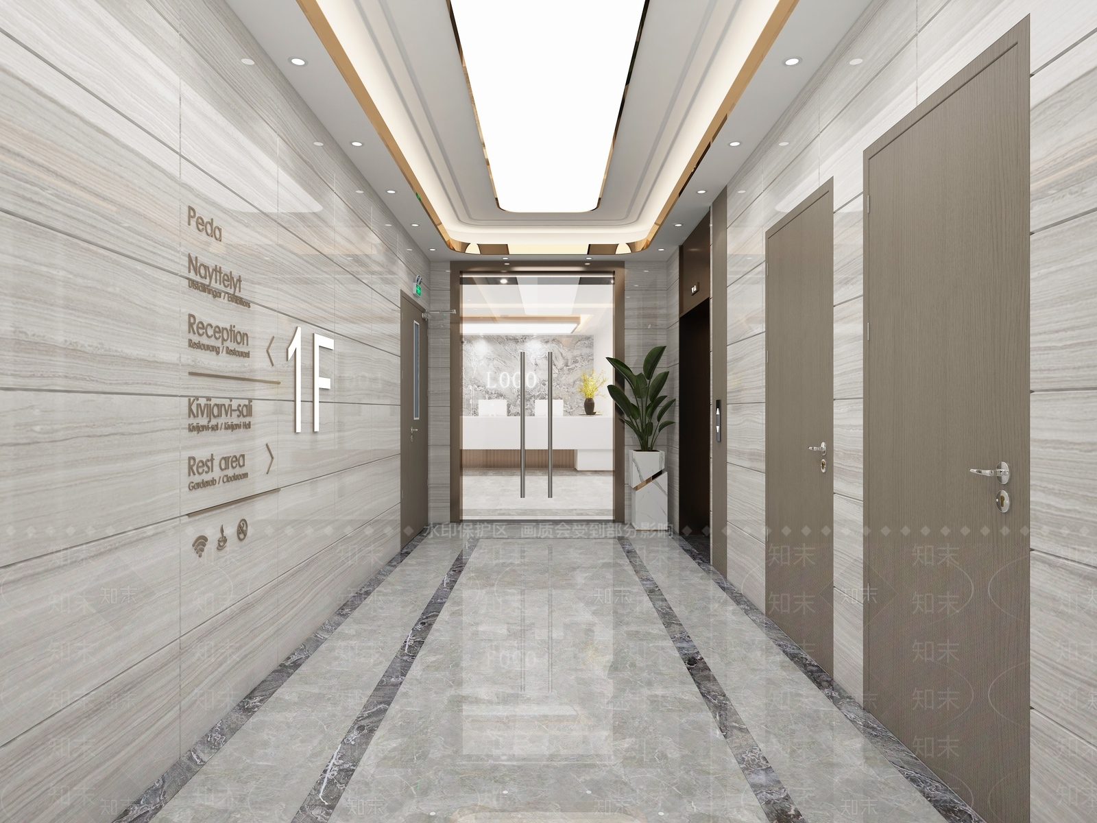 现代酒店电梯间3D模型下载【ID:1113881685】
