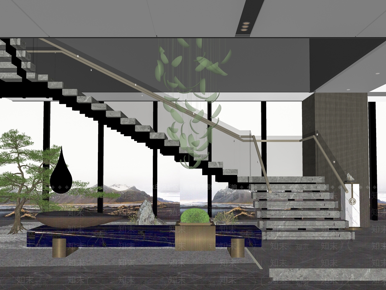 现代楼梯间SU模型下载【ID:1113885376】