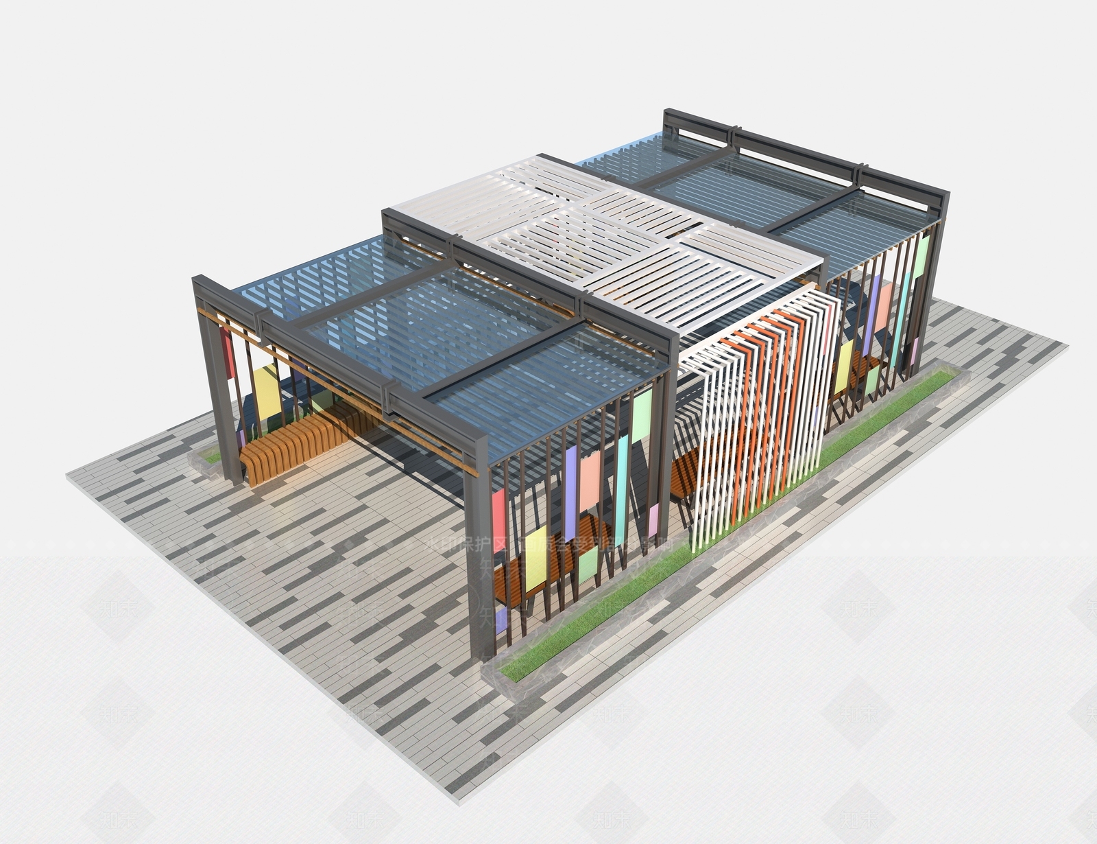 现代廊架3D模型下载【ID:1113886644】