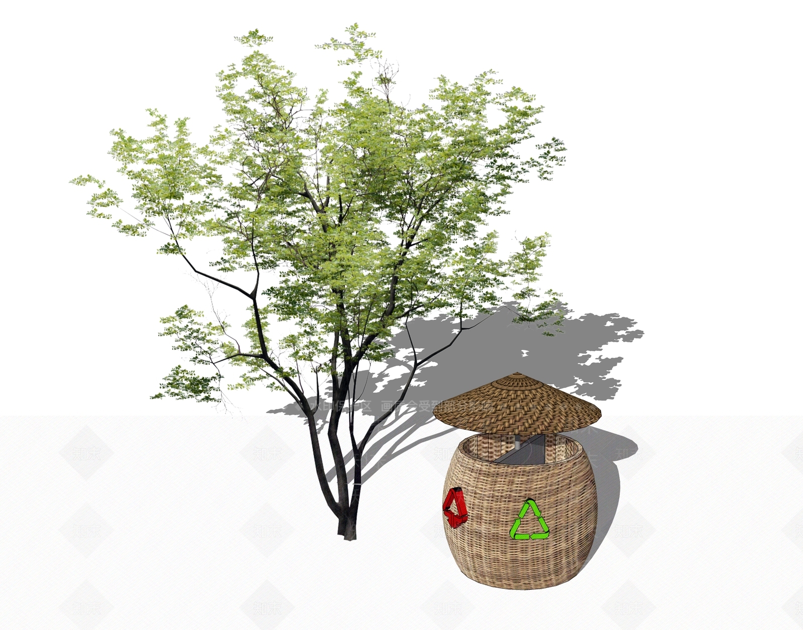 新中式垃圾桶SU模型下载【ID:1113887035】