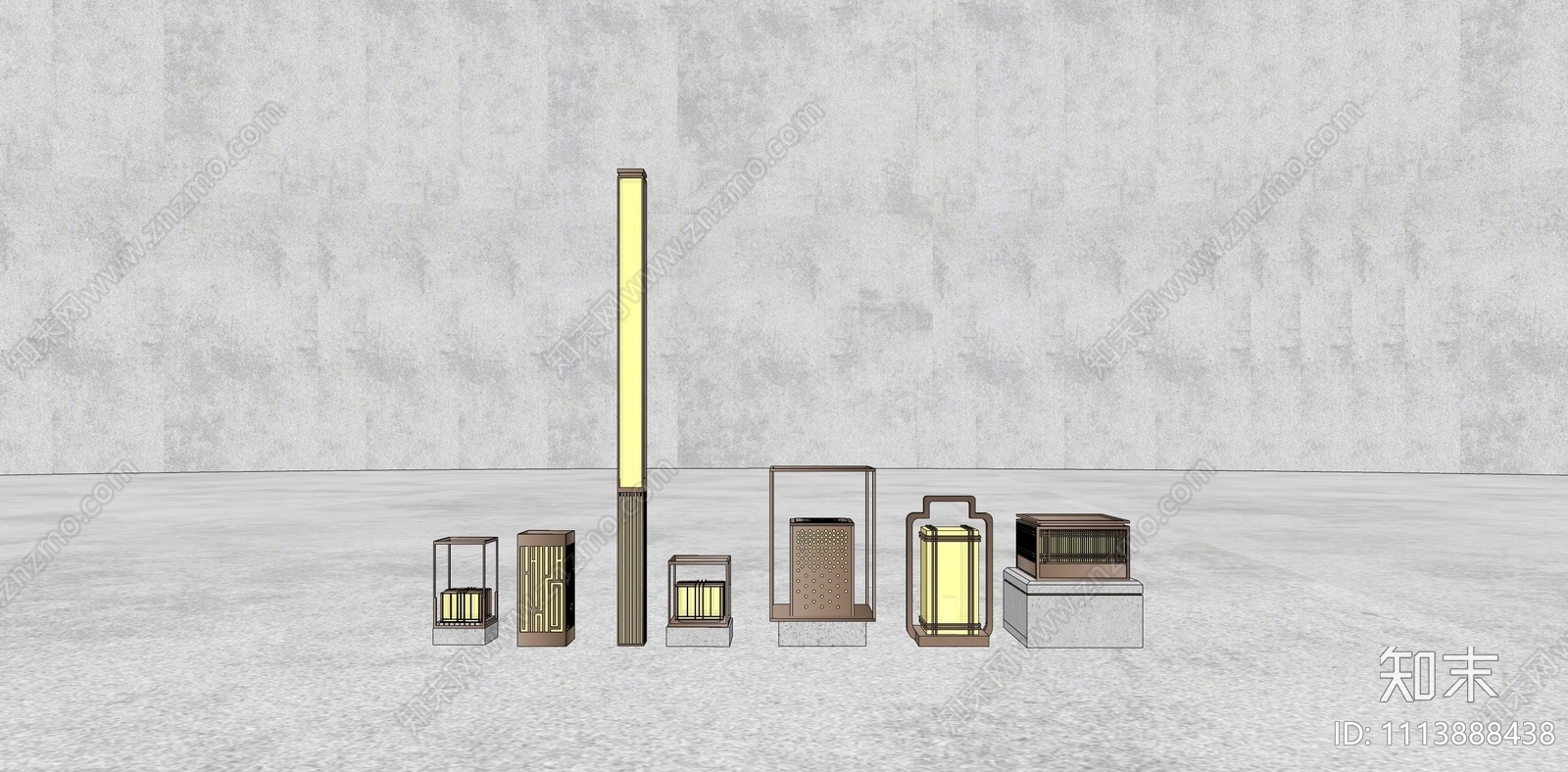 新中式景观灯SU模型下载【ID:1113888438】