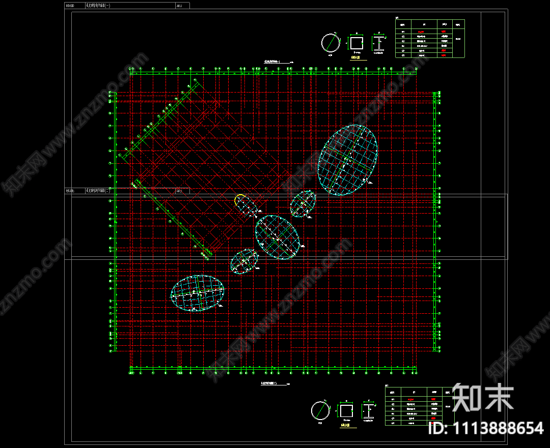 椭圆形采光顶玻璃顶阳光顶平面构造节点CAD图纸施工图下载【ID:1113888654】