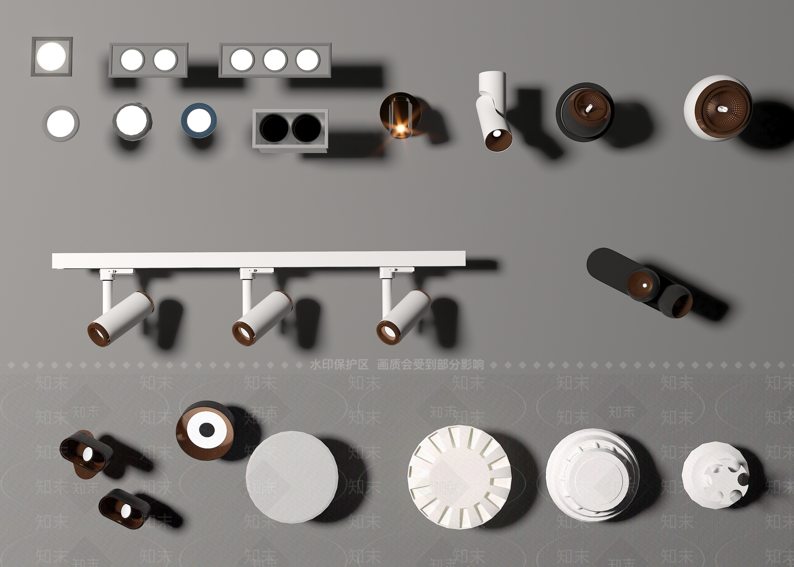 现代明装轨道射灯3D模型下载【ID:1113896709】