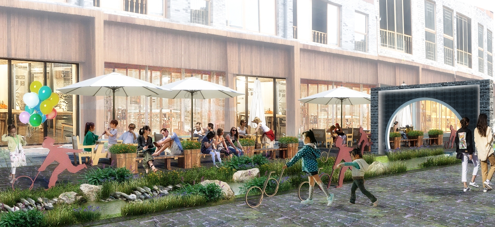 现代商业街外摆SU模型下载【ID:1113893335】