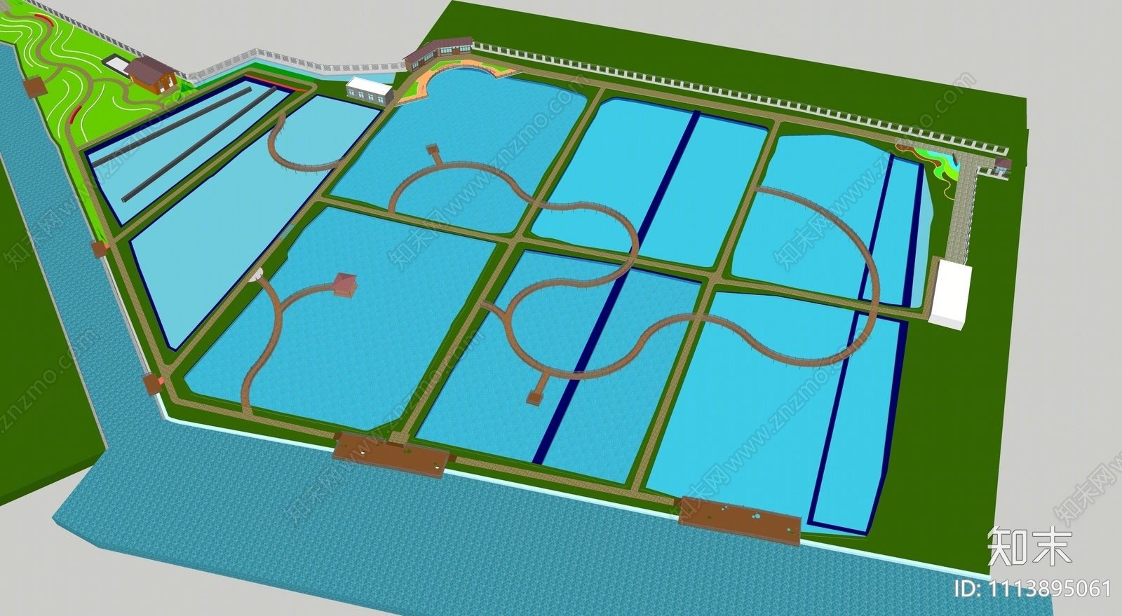 现代滨水景观SU模型下载【ID:1113895061】