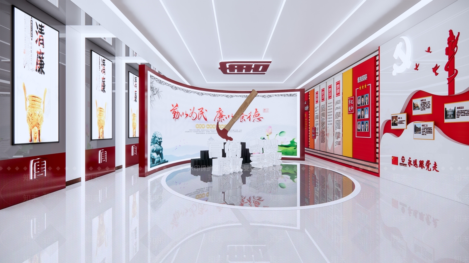 现代党建展厅SU模型下载【ID:1113895410】