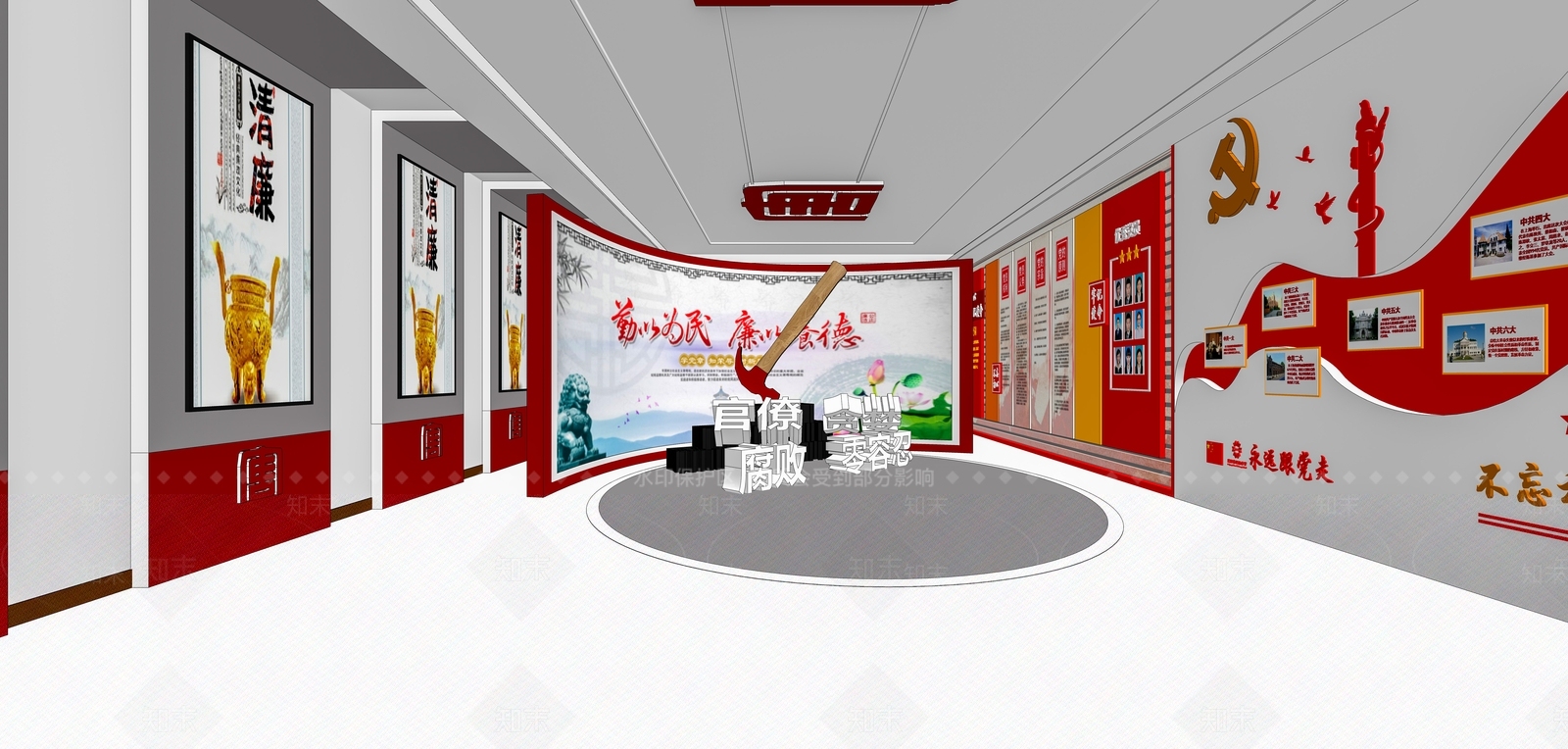 现代党建展厅SU模型下载【ID:1113895410】