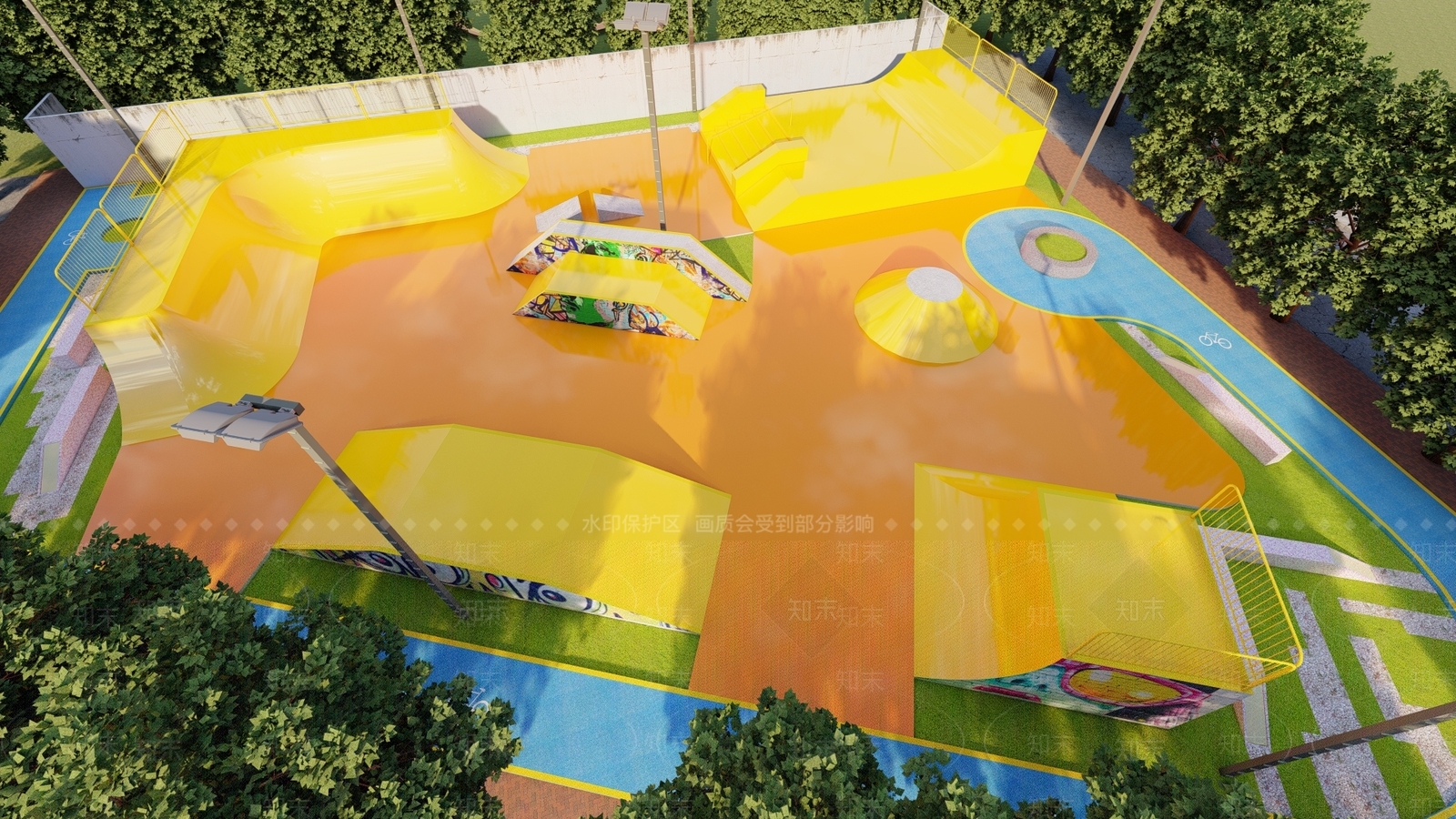 现代公园景观SU模型下载【ID:1113897970】