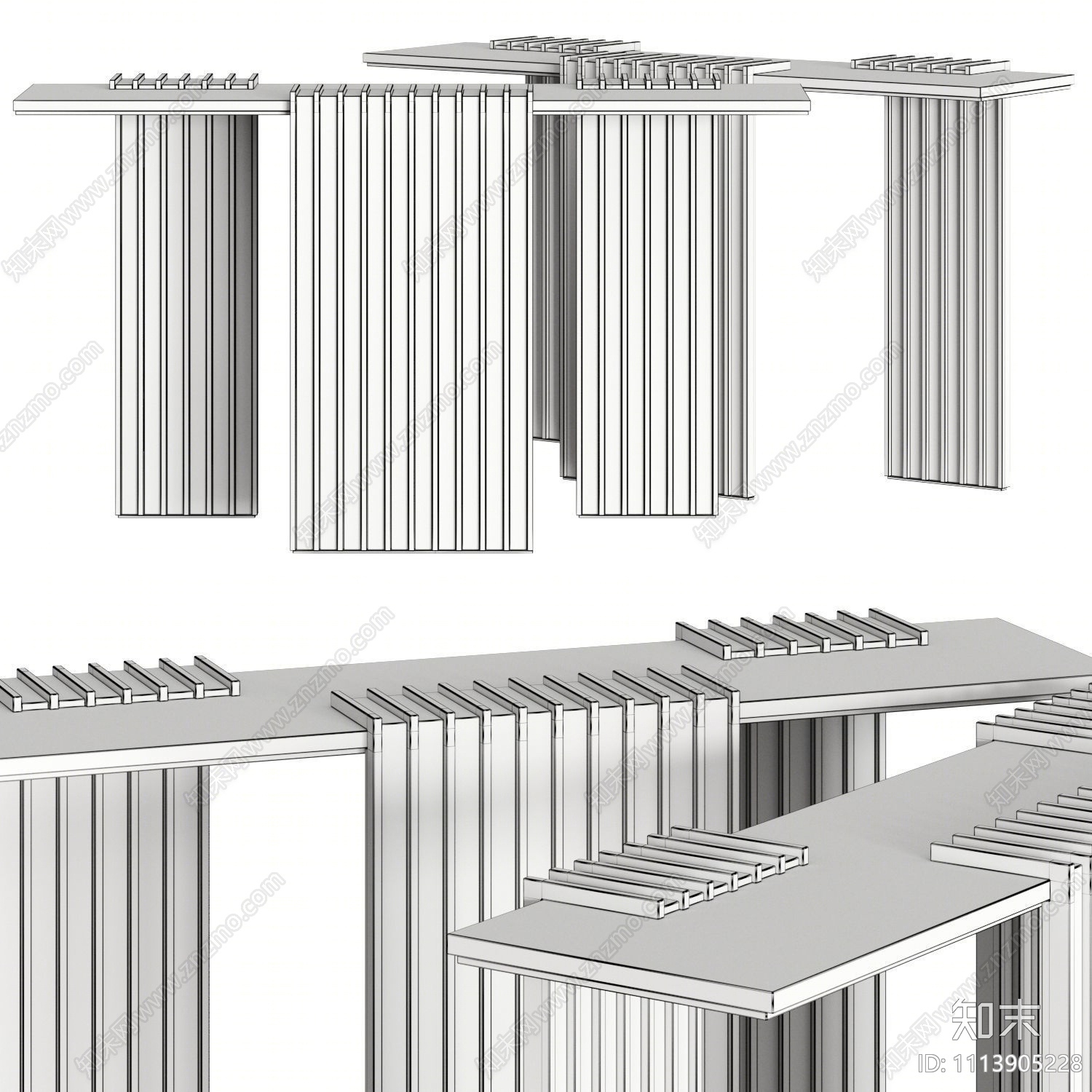 现代端景条案3D模型下载【ID:1113905228】