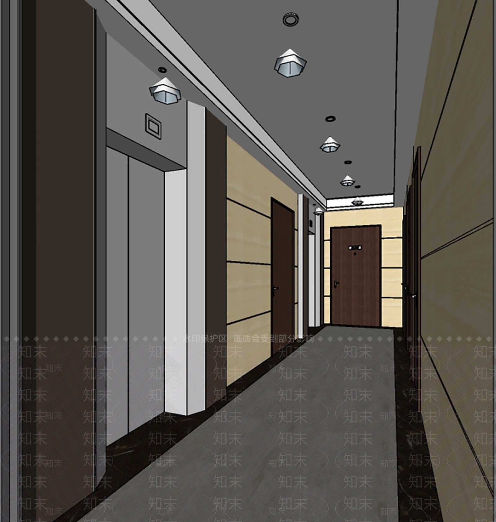 现代电梯厅SU模型下载【ID:1113908107】