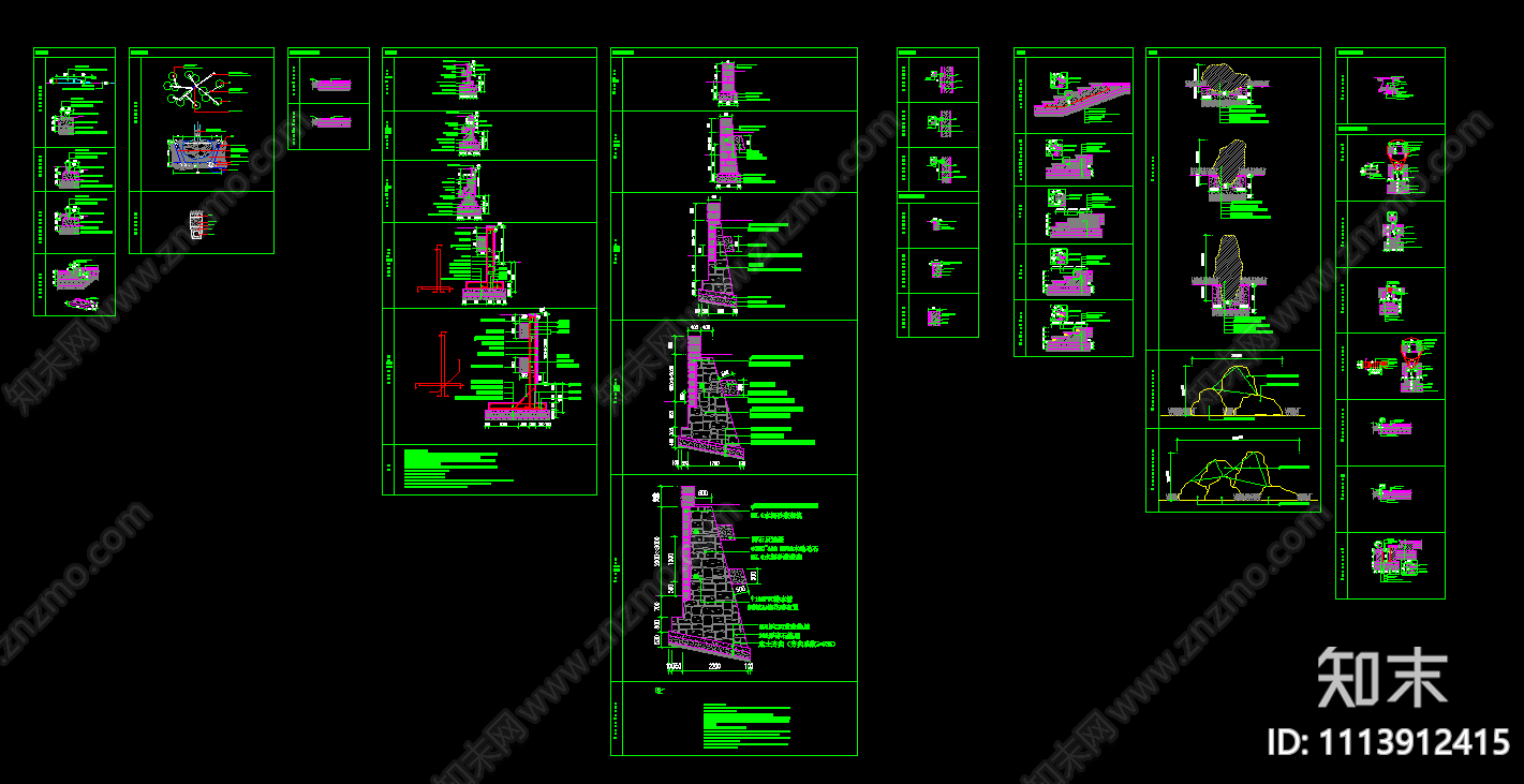 景观墙地面做法cad施工图下载【ID:1113912415】
