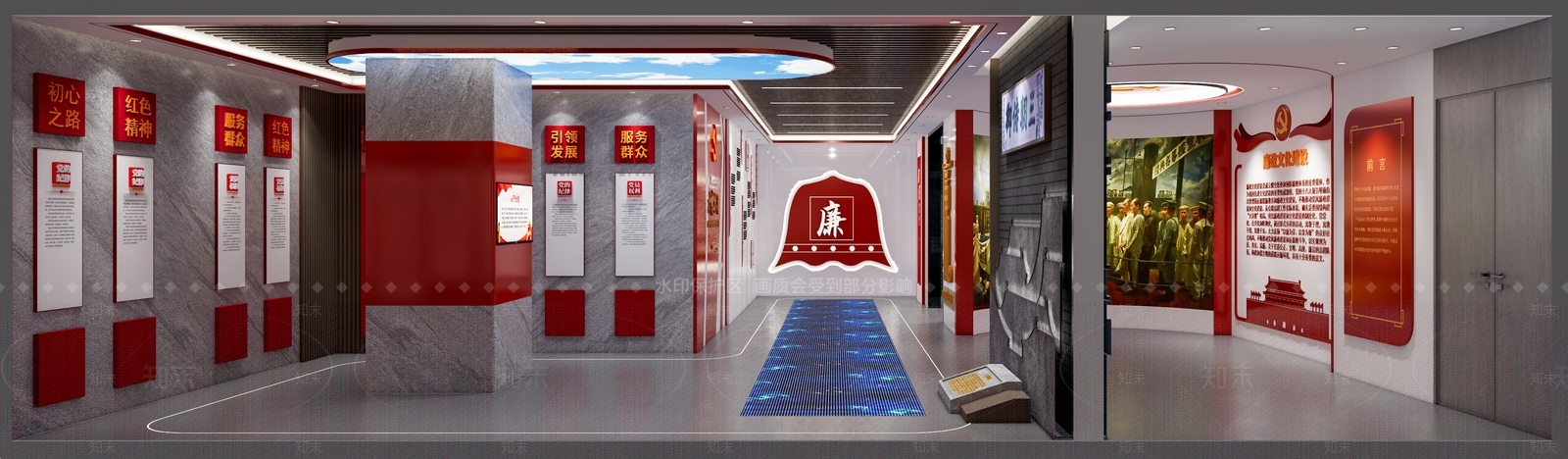 现代党建展厅SU模型下载【ID:1113912398】