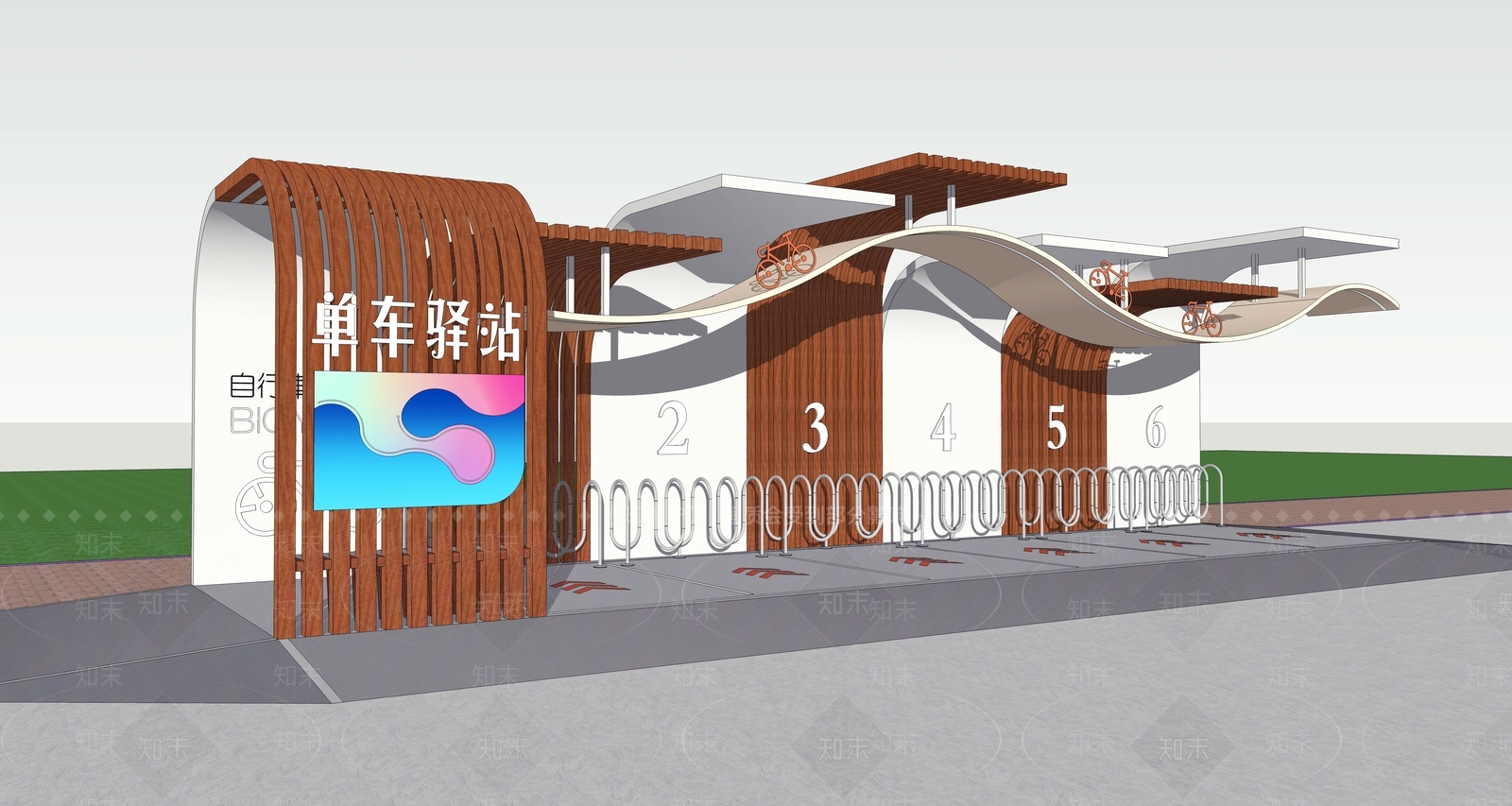 现代停车棚SU模型下载【ID:1113914941】