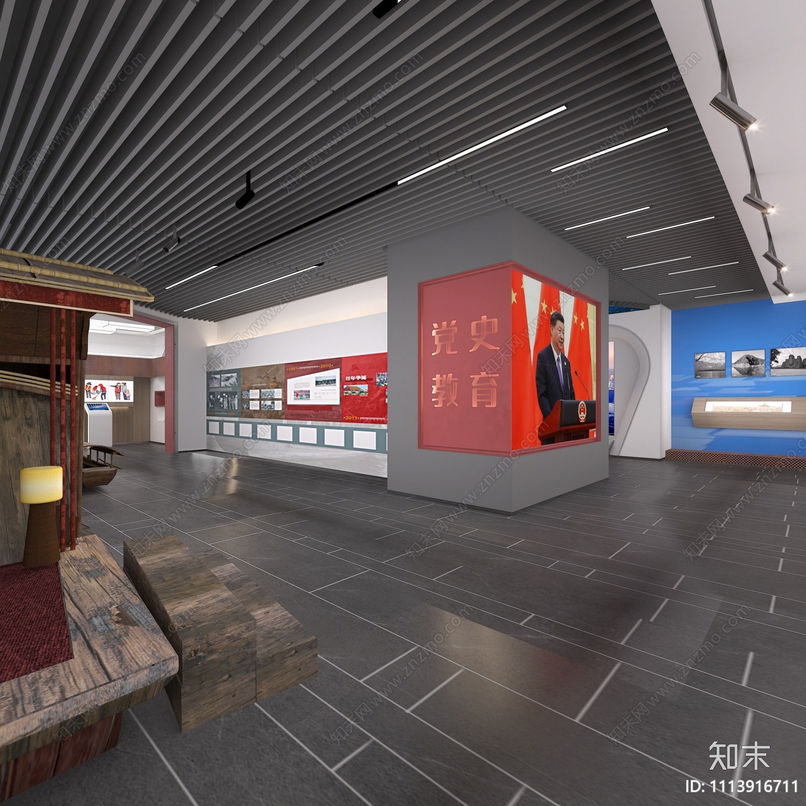 现代党建展厅3D模型下载【ID:1113916711】