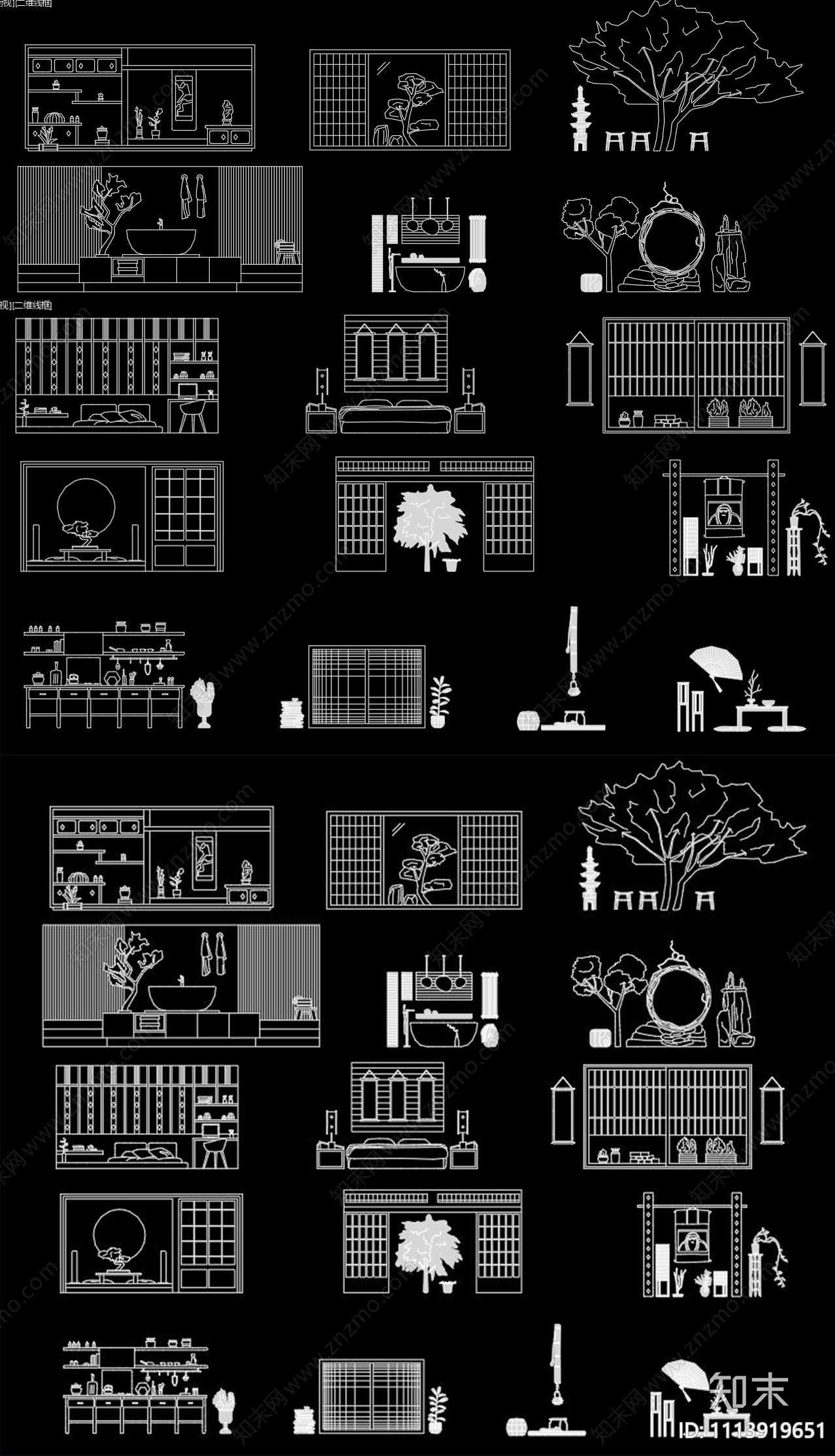 日式家具CAD施工图下载【ID:1113919651】
