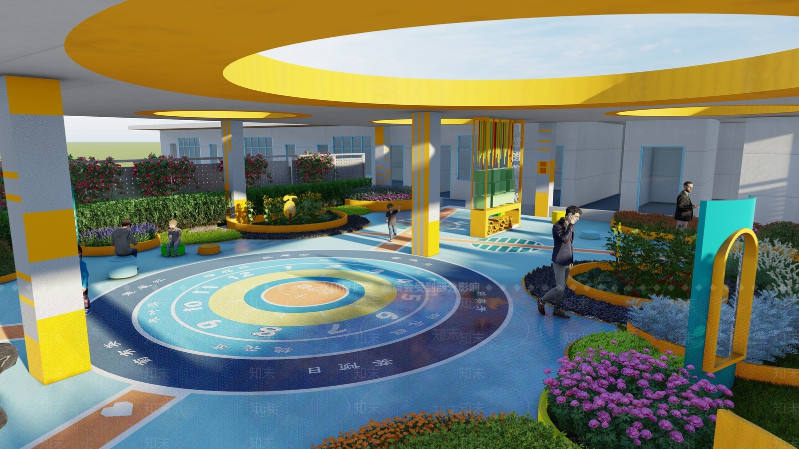 现代幼儿园屋顶花园SU模型下载【ID:1113920640】