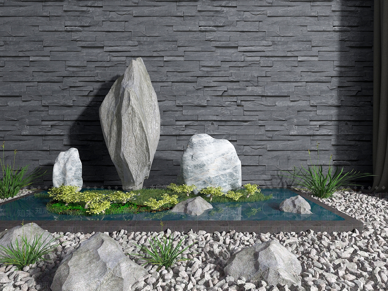 新中式假山水景3D模型下载【ID:1113929962】