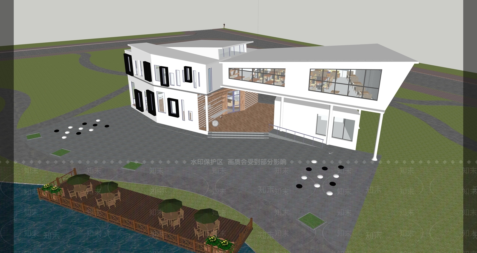 现代餐饮建筑SU模型下载【ID:1113939589】