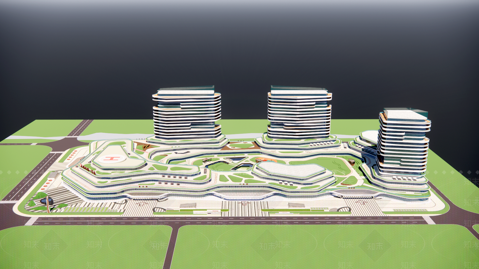 现代医疗建筑SU模型下载【ID:1113940265】