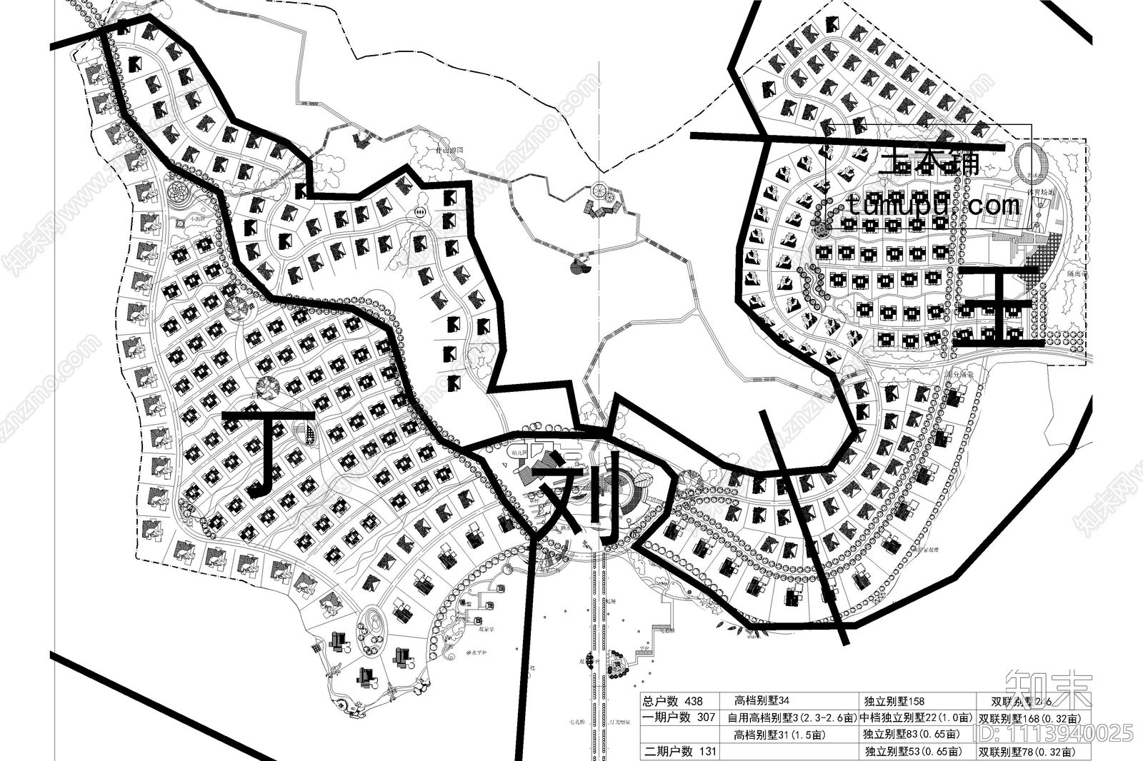 别墅区景观平面图施工图cad施工图下载【ID:1113940025】