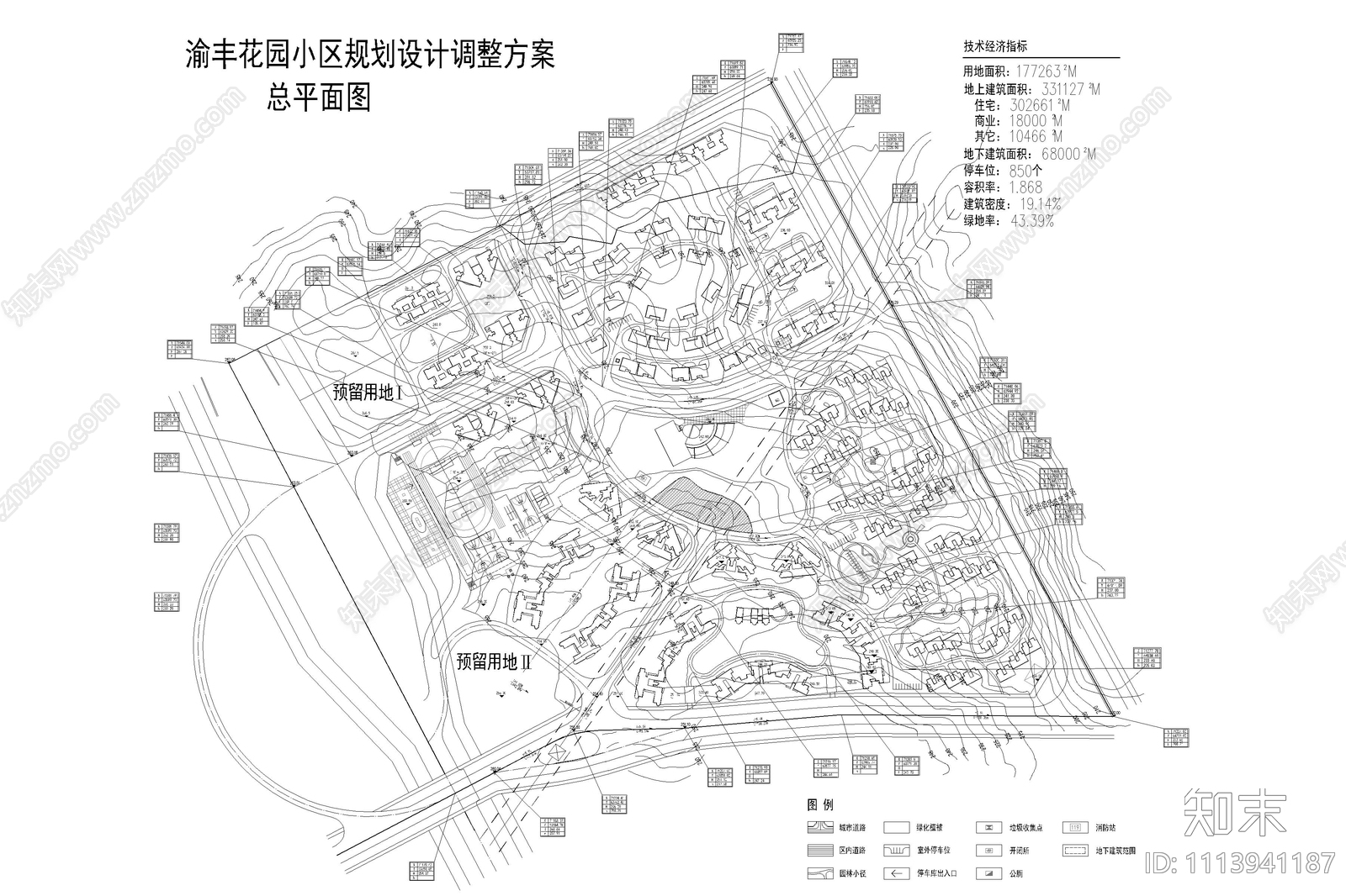 多层住宅花园景观平面设计图施工图下载【ID:1113941187】