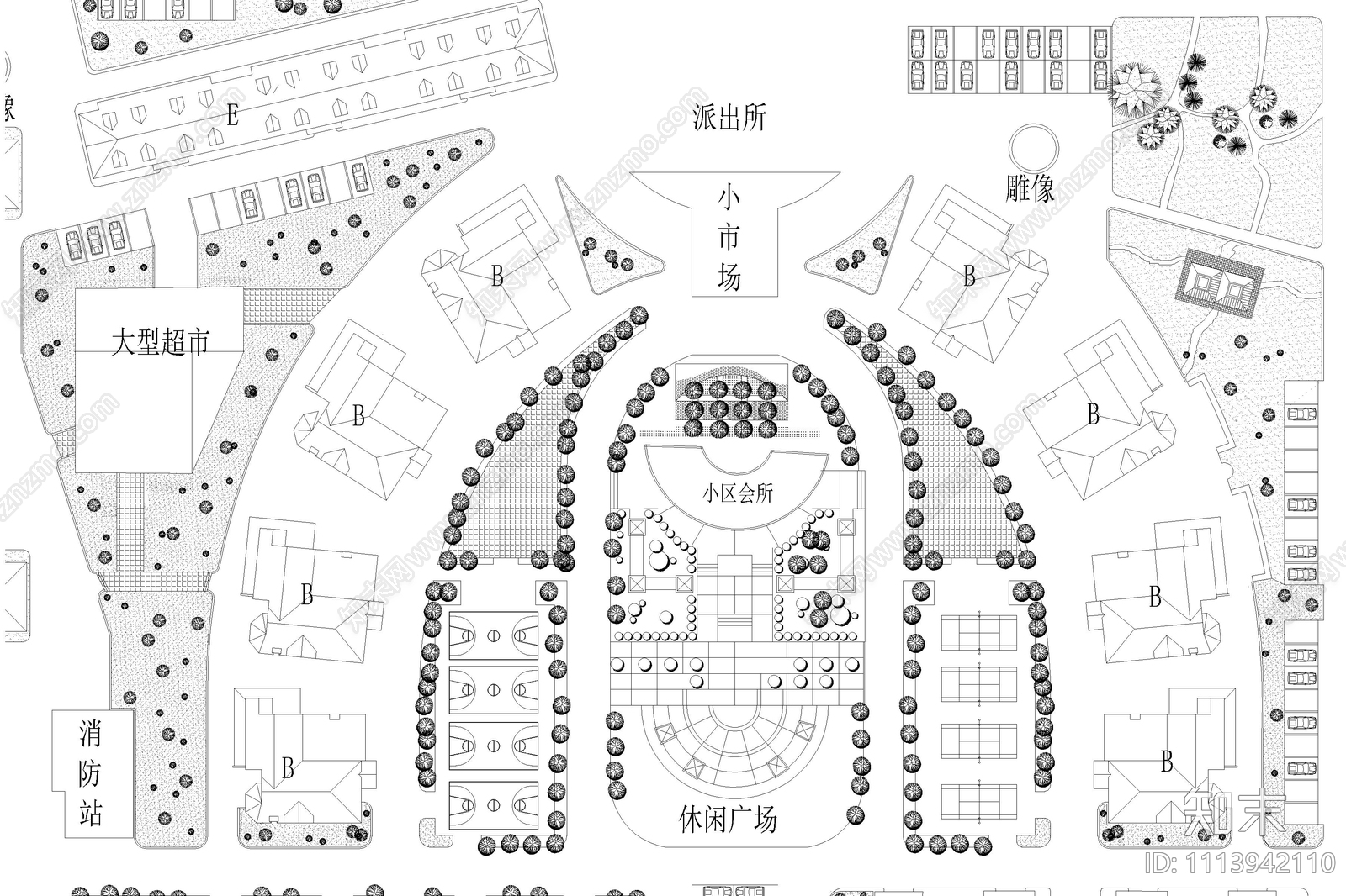 小区规划图纸施工图下载【ID:1113942110】