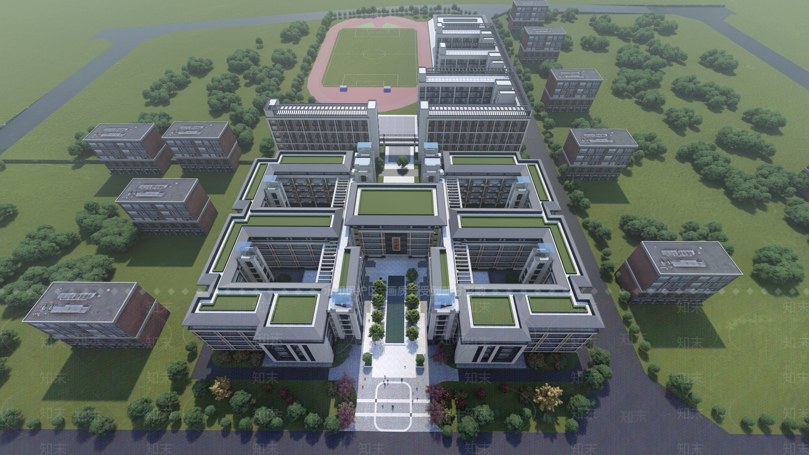 新中式学校SU模型下载【ID:1113943501】